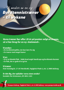 Bordtennistræner til voksne - annonce